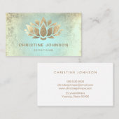 Carte De Visite lotus de feuille d'or faux sur dégradé turquoise (Devant / Derrière)