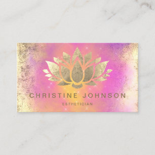 Carte De Visite lotus de feuille d'or faux sur nuage pourpre