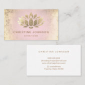 Carte De Visite lotus de feuille d'or faux sur pente rose (Devant / Derrière)