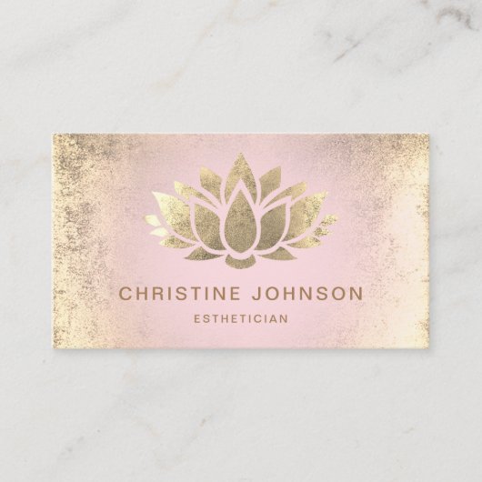 Carte De Visite lotus de feuille d'or faux sur pente rose (Devant)