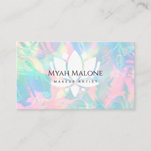 Carte De Visite Lotus de Pierre Opale Holographique (Devant)