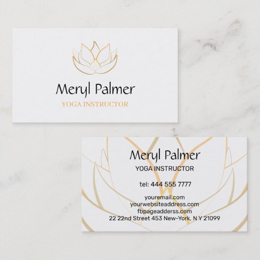 Carte De Visite Lotus d'or (Devant / Derrière)