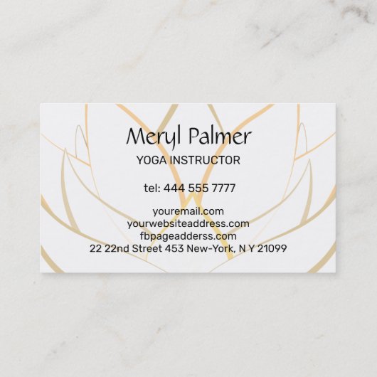 Carte De Visite Lotus d'or (Dos)