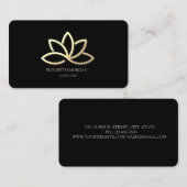 Carte De Visite Lotus d'or noir moderne (Devant / Derrière)