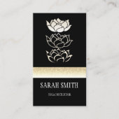 Carte De Visite Lotus d'or noir professionnel moderne (Devant)