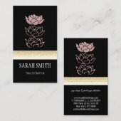 Carte De Visite Lotus d'or noir professionnel moderne (Devant / Derrière)