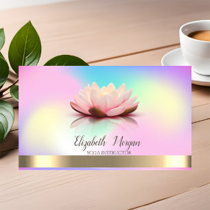 Carte De Visite Lotus d'Or Ombre Holographique Professeur de Yoga