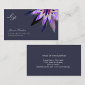 Carte De Visite Lotus Fleur violet Logo Soins Thérapie Yoga (Devant / Derrière)