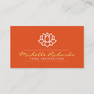 Carte De Visite Lotus Fleur Yoga Enseignant, Vie Entraîneur Orange