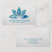 Carte De Visite Lotus Flower - Blue Agate Geode Aquarelle (Devant / Derrière)