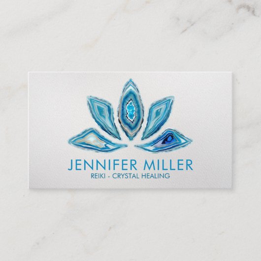 Carte De Visite Lotus Flower - Blue Agate Geode Aquarelle (Devant)