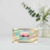 Carte De Visite Lotus Flower Gold Stripe Rose Or Holographique Enc (Debout devant)