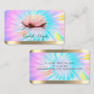Carte De Visite Lotus Flower Gold Stripes Yoga Instructeur Tie Dye
