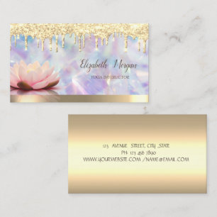 Carte De Visite Lotus Gold Drips, Yoga holographique Cool