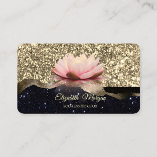 Carte De Visite Lotus Gold Noir Pailleté Élégant