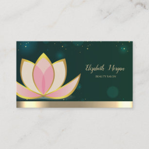 Carte De Visite Lotus Gold Stars Stripe Vert