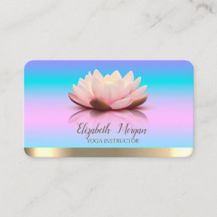 Carte De Visite Lotus Gold Stripe Yoga Ombre Holographique