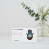 Carte De Visite Lotus Illumination | Conception de la main Hamsa (Debout devant)