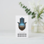 Carte De Visite Lotus Illumination | Conception de la main Hamsa (Debout devant)