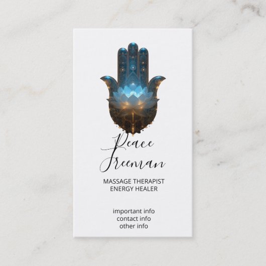 Carte De Visite Lotus Illumination | Conception de la main Hamsa (Devant)