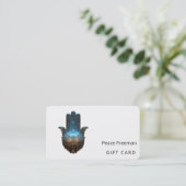 Carte De Visite Lotus Illumination | Conception de la main Hamsa (Debout devant)