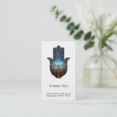 Carte De Visite Lotus Illumination | Conception de la main Hamsa (Debout devant)