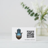 Carte De Visite Lotus Illumination | Conception de la main Hamsa (Debout devant)