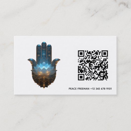 Carte De Visite Lotus Illumination | Conception de la main Hamsa (Devant)