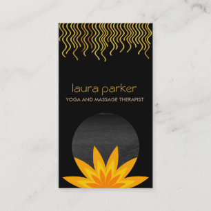 Carte De Visite Lotus jaune noir Logo Yoga Santé de guérison