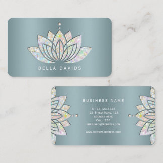Carte De Visite Lotus Mandala Floral Yoga Enseignante Pailleté Sar