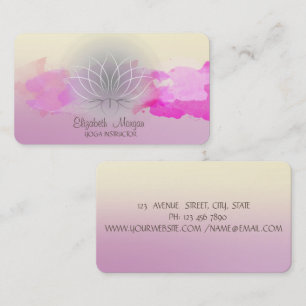 Carte De Visite Lotus Moderne Coup de Pinceau Aquarelle Coloré