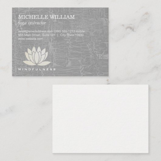 Carte De Visite Lotus moderne Fleur Marbré Gris (Devant / Derrière)