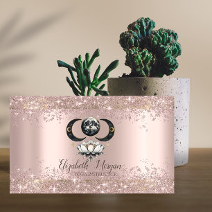 Carte De Visite Lotus Moon Rose Gold Paillette de Glitter Yoga