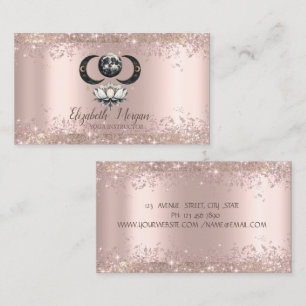 Carte De Visite Lotus Moon Rose Gold Parties scintillant Dust Yoga