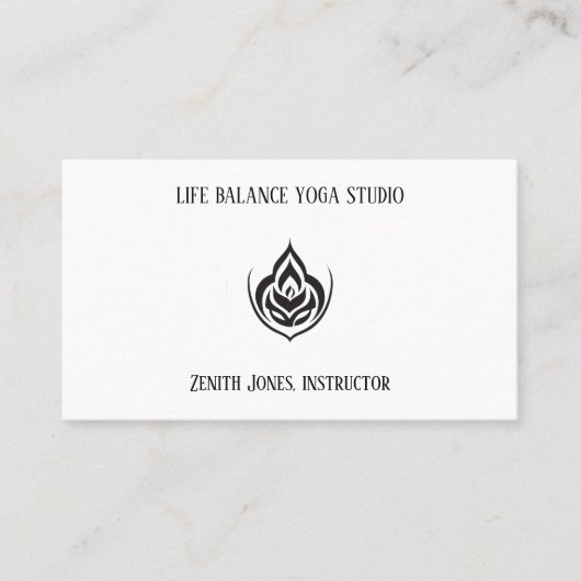 Carte De Visite Lotus noir et blanc et Yoga flamme (Devant)