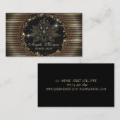 Carte De Visite Lotus professionnel Flower Gold Stripes Noir (Devant / Derrière)