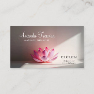 Carte De Visite Lotus rose dans Soft Light Massage Thérapist