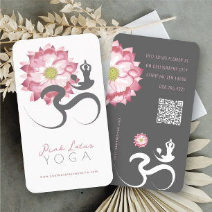 Carte De Visite Lotus rose Fleur Spirituel Yoga Enseignant Om Symb