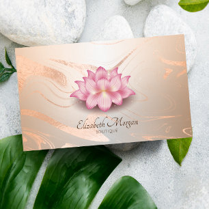 Carte De Visite Lotus Rose Gold Brush Stroke Lotus
