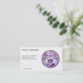 Carte De Visite Lotus Sérénité | Conception de Mandala Violet (Debout devant)