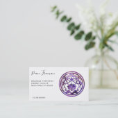 Carte De Visite Lotus Sérénité | Conception de Mandala Violet (Debout devant)