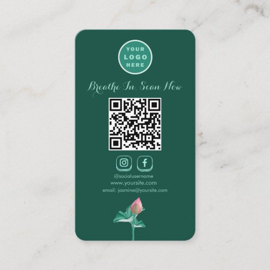 Carte De Visite Lotus Social Media Scannable QR Code vertical (Devant)