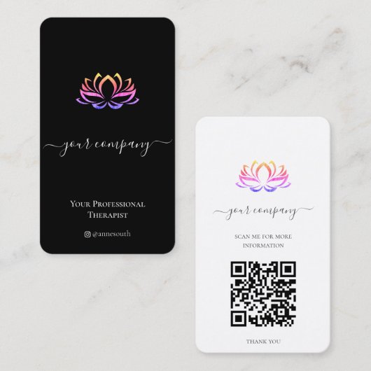 Carte De Visite Lotus, Spa-thérapeute du code QR (Devant / Derrière)