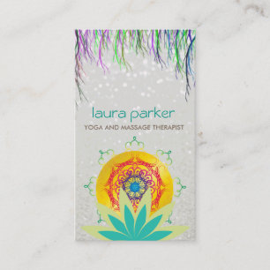 Carte De Visite Lotus vert Fleur Mandala Logo Yoga Guérison