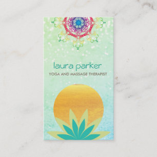 Carte De Visite Lotus vert logo Fleur Yoga Santé de guérison