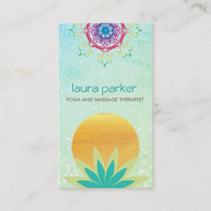 Carte De Visite Lotus vert logo Fleur Yoga Santé de guérison