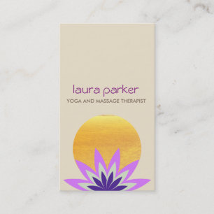 Carte De Visite Lotus Violet Fleur Logo Yoga Santé de guérison