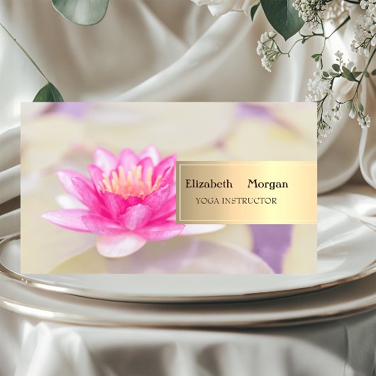 Carte De Visite Lotus Yoga Bokeh Gold professionnel