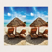 Carte De Visite Lounge on beach throw pillow (Extérieur déplié)