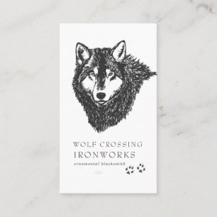 Carte de visite Loup Croquis Vintage